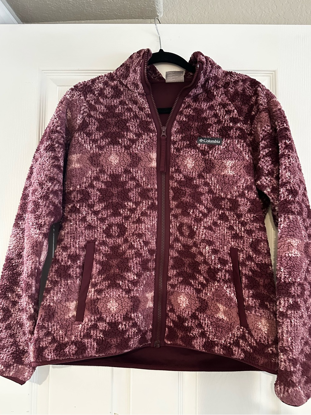 Columbia Sherpa Fleece Jacket Small Plum Purple Full Zip Cozy Soft Women’s - Picture 2 of 8